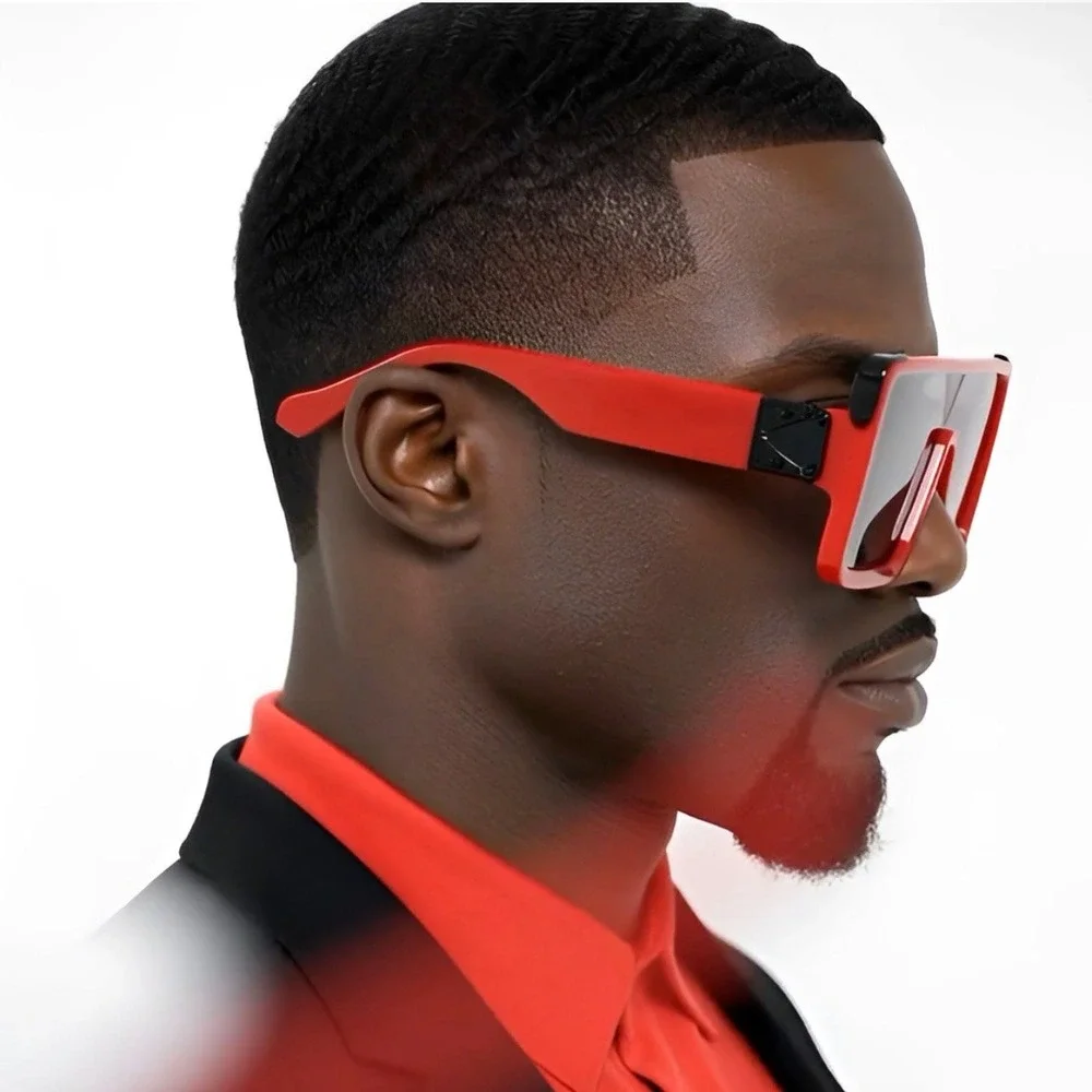 Sunglasses Red Frame Black Lens Fashion Statement Luxury Trendy Shades Gafas New